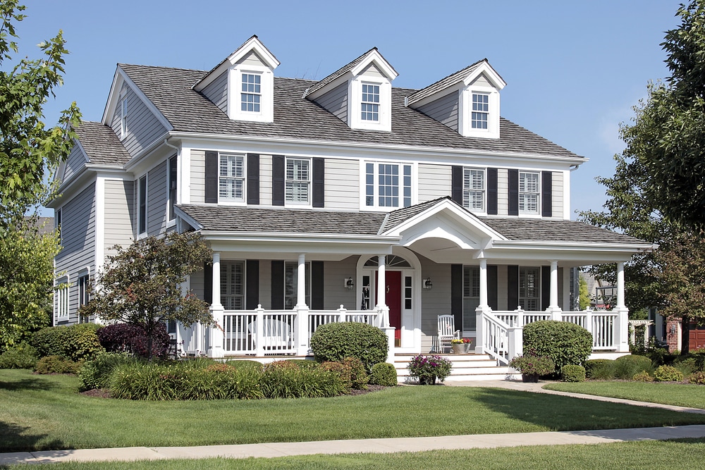 beautiful home, blue sky, lovely windows