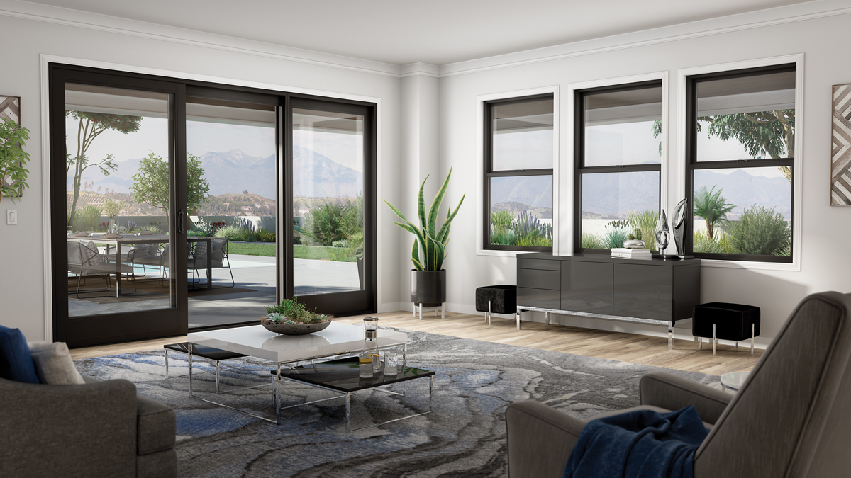 Milgard Windows Ultra 225b living room looking out on patio